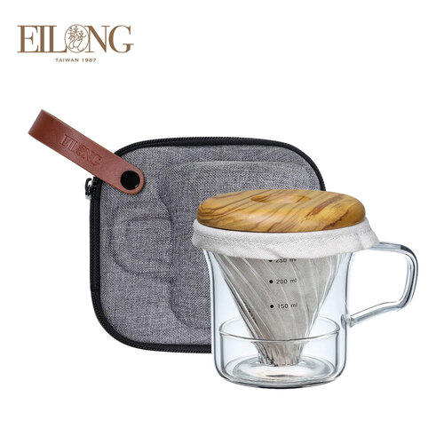 Eilong Minimal Hand Drip Coffee Set for One Person - Mug Type &amp; Light Brown