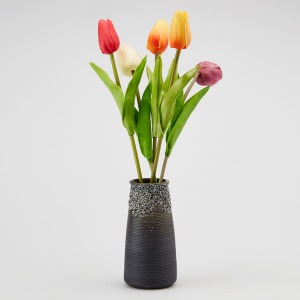 Stripe Pottery Vase Black-3