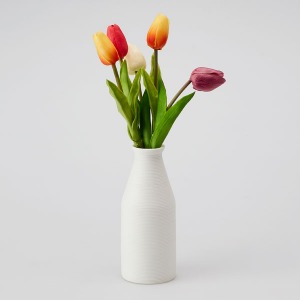 Stripe Pottery Vase White-3