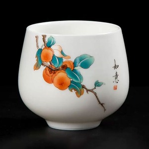 Ryokushu Shogun&#039;s Pottery Tea Cup Persimmon