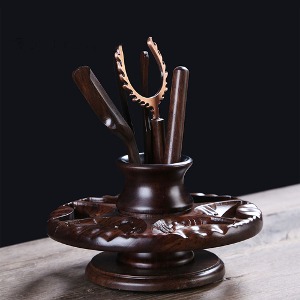 Blackwood rotating tea cup holder as well as tea utensils box