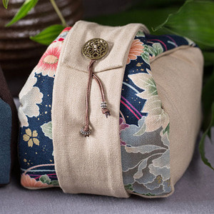 Japanese Style Chaho Tea Pouch-R9 Navy Large Flower
